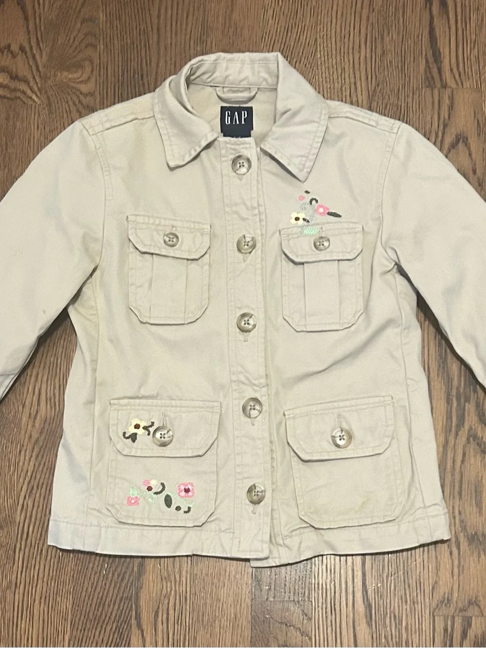 GAP Girls Cream Embroidered flowers  Pea Coat 249
